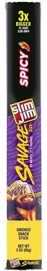 Slim Jim Savage Size Smoked Meat Sticks Spicy