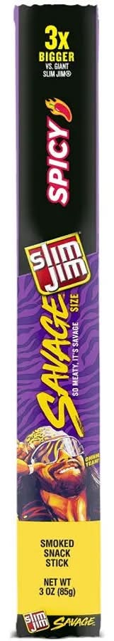 Slim Jim Savage Size Smoked Meat Sticks Spicy