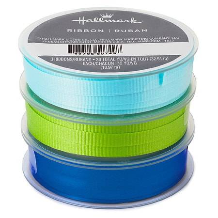 Hallmark Curly Ribbon, Blue Metallic/Aqua/Green (3 pack)