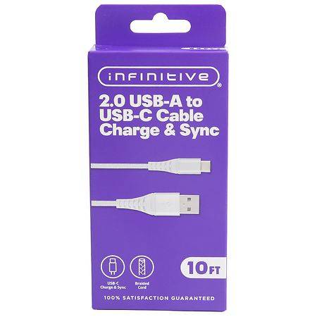 Infinitive Usb a To C Braided Cable Charger and Sync