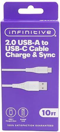 Infinitive Usb a To C Braided Cable Charger and Sync