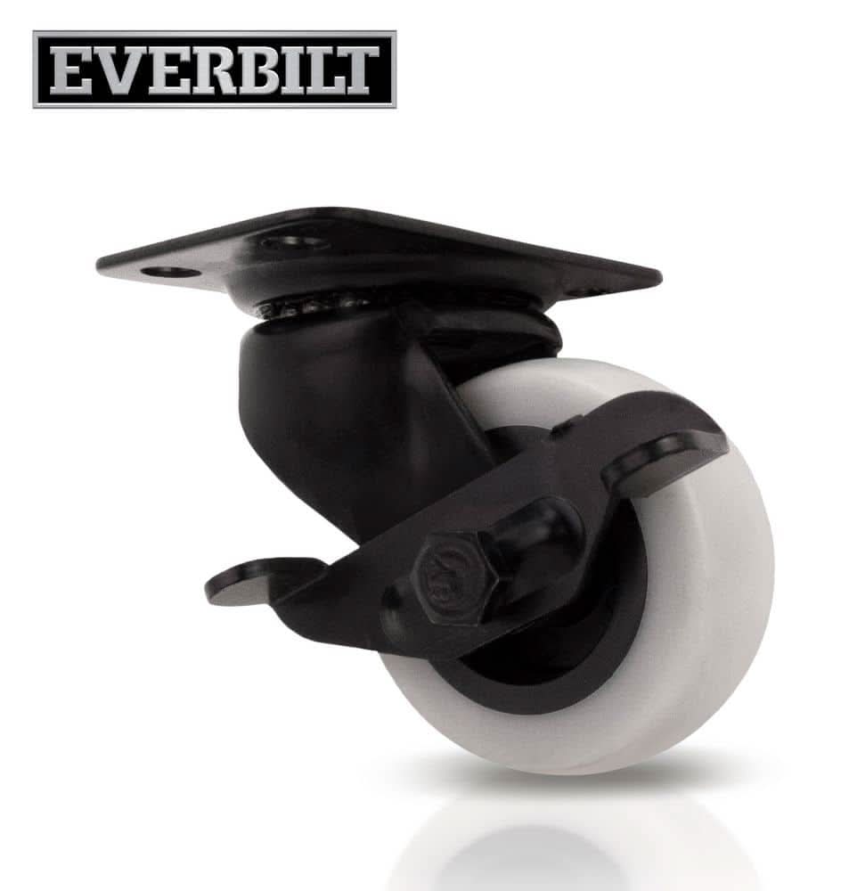 Everbilt 2 In. Gray Rubber Like Tpr And Black Steel Swivel Plate Caster With Locking Brake And 90 Lb. Load Rating