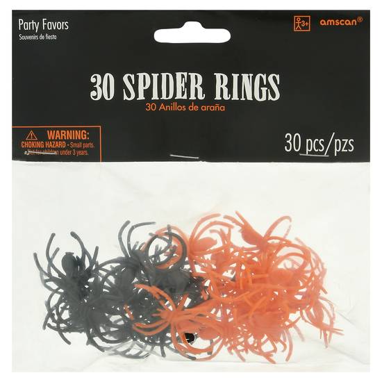 Amscan 30 Spider Rings Party Favors (black, orange)