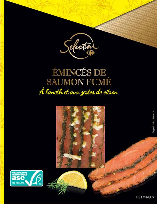 Carrefour Selection - Émincés de saumon fumé à l'aneth et aux zestes de citron