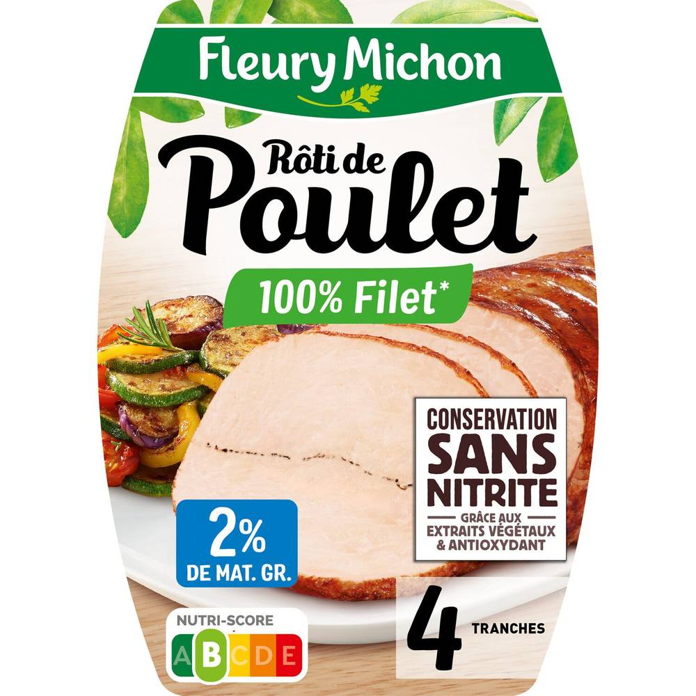 Fleury Michon - Rôti de poulet sans nitrite(4 pièces)