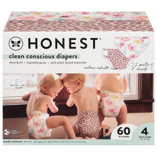 Honest Wild Thang/Rainbow Stripes Busy Babe Size 4 (22-37 lbs) Diapers