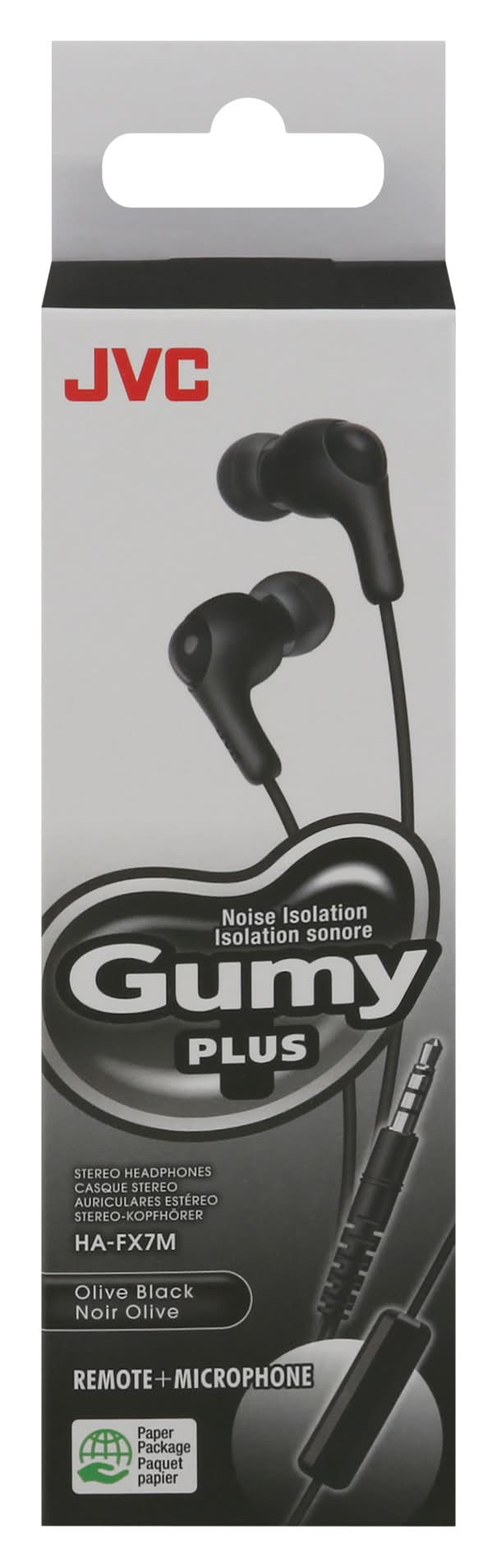 JVC Gumy Plus Olive Black Stereo Headphones (1.6 oz)