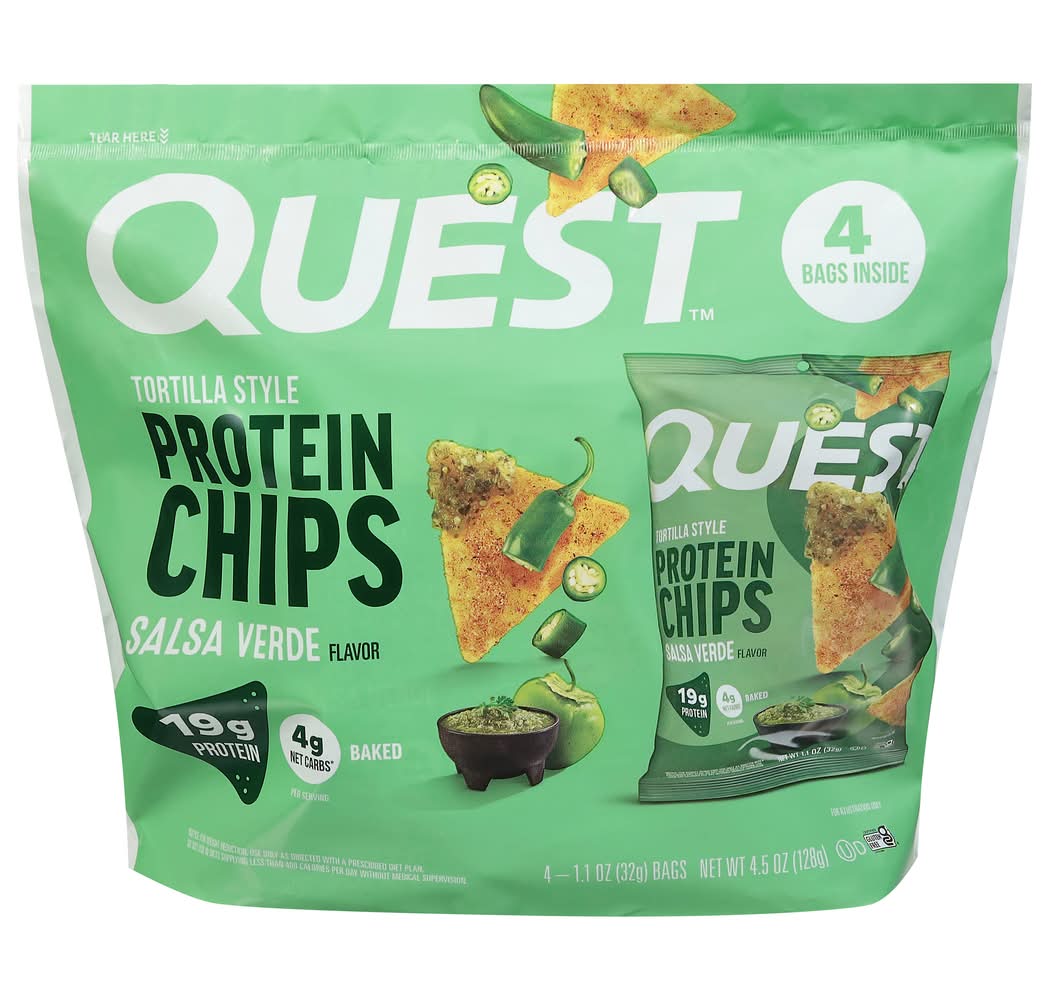 Quest Tortilla Style Protein Chips, Salsa Verde (4 x 1.1 oz)