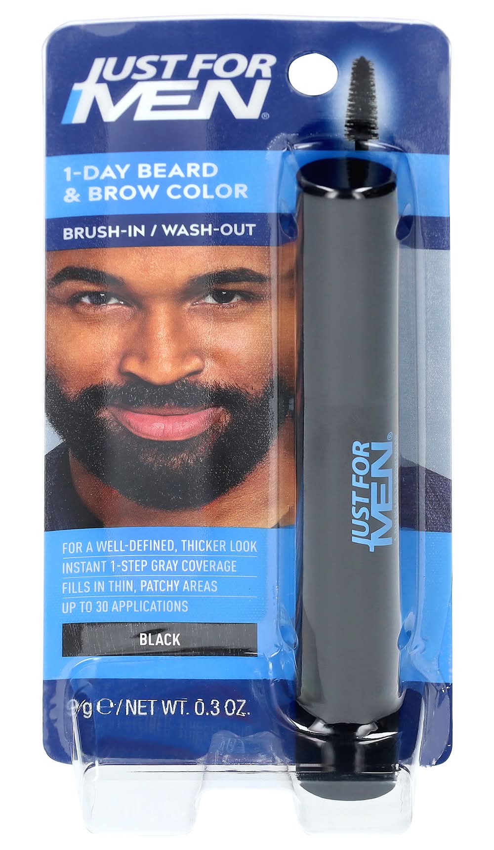 Just For Men 1-Day Beard & Brow Color Brush-In/Wash-Out (0.3 fl oz)