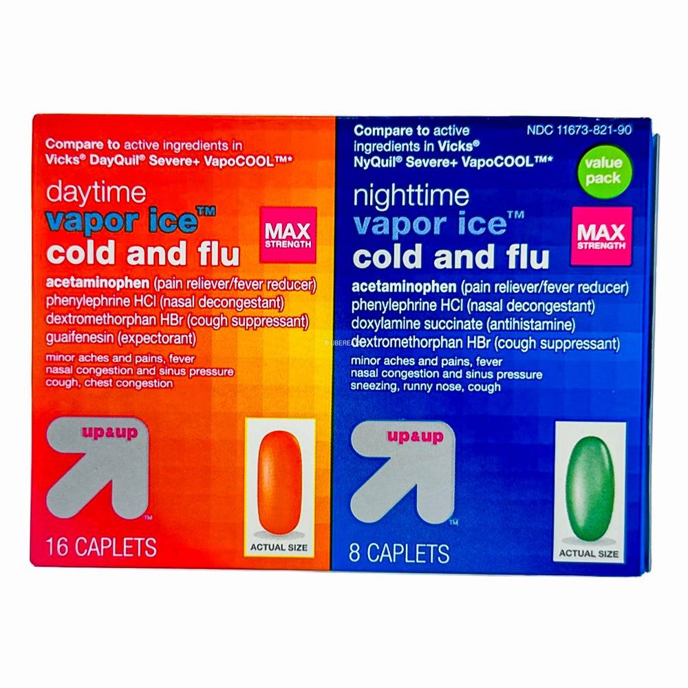 Up & Up Acetaminophen Day/Night Time Cold and Flu Relief Caplets (actual)
