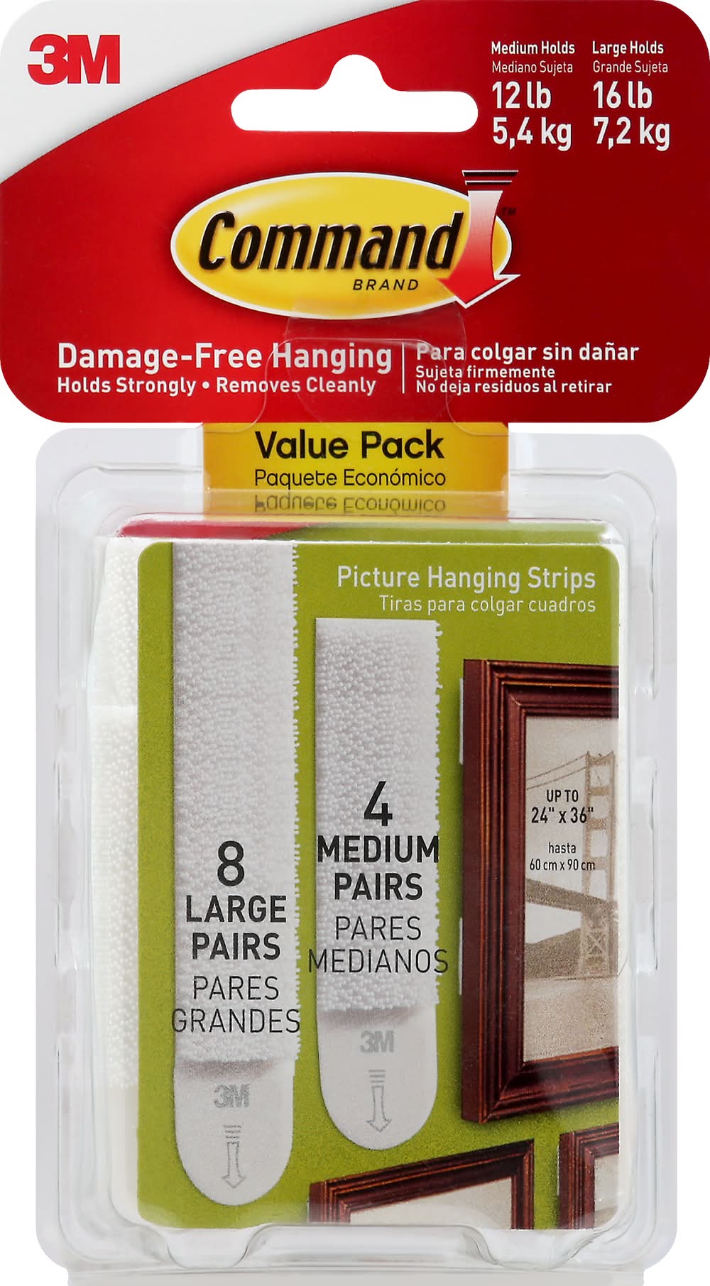 Command 3M Picture Hanging Strips Value pack, 24x36 in (12 ct)