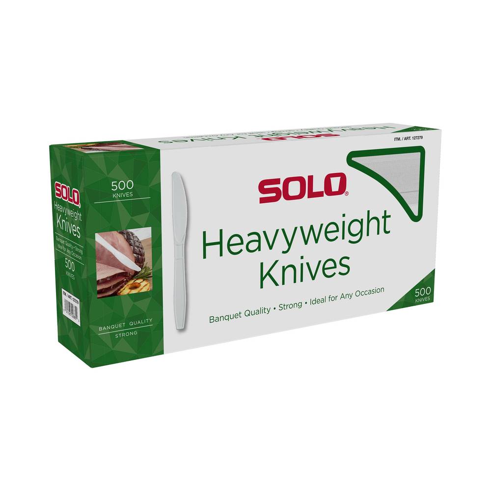 Solo Heavyweight Plastic Knife, White, 500 count