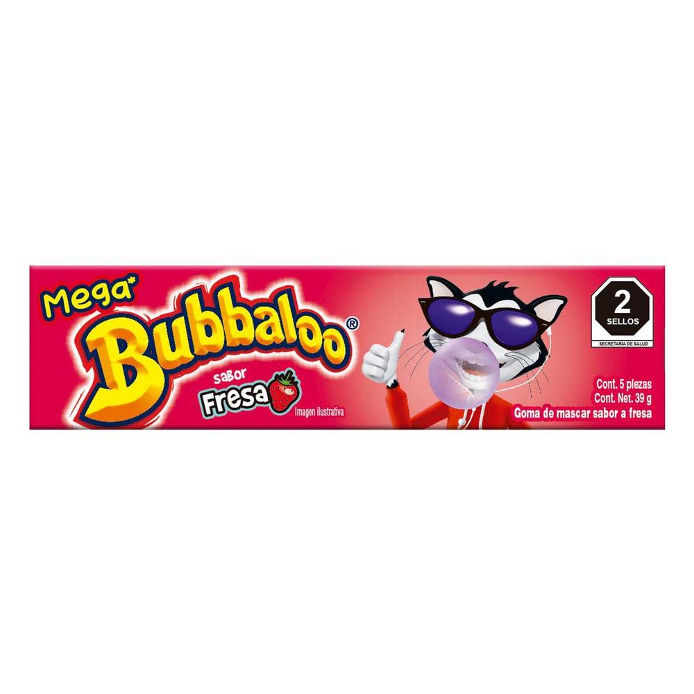 Bubbaloo · Goma de mascar mega sabor fresa (39 g)
