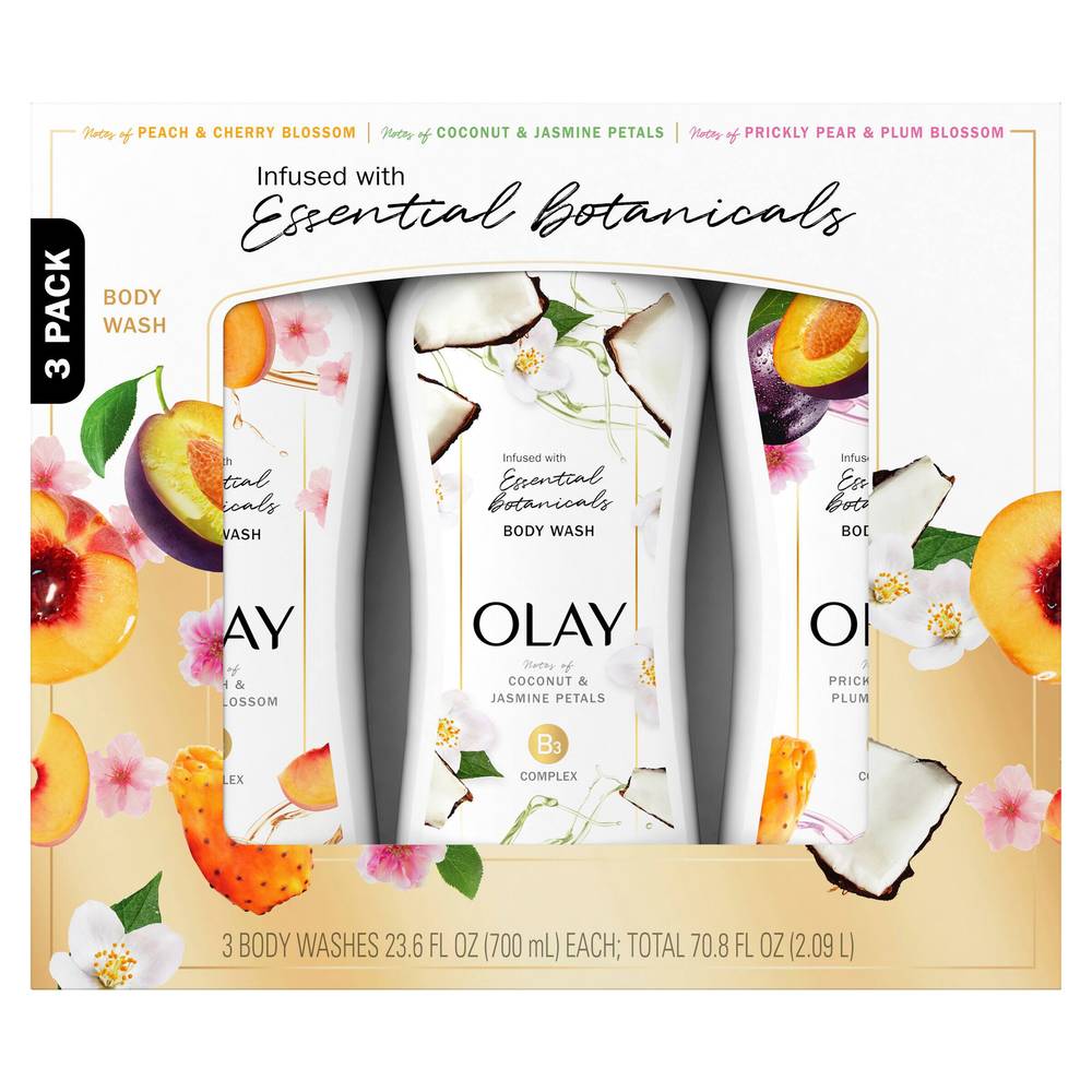 Olay Essential Botanicals Body Wash, 23.6 fl oz, 3-pack