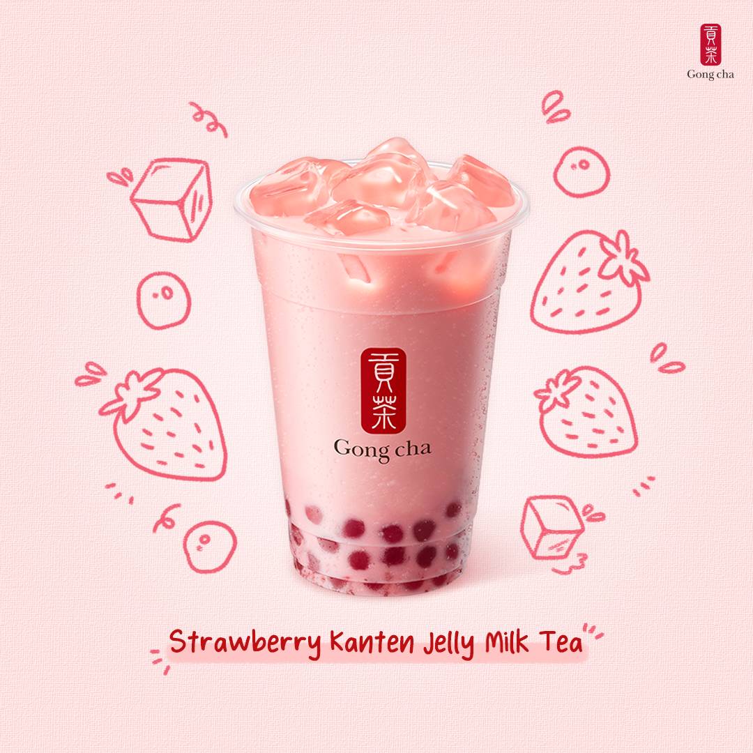 Strawberry Green Milk Tea w. Strawberry Pearl