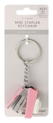 Mini Stapler Keychain Pink