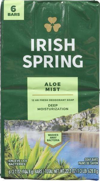 Irish Spring Deodorant Bar Soap, Aloe Mist (628.8 g, 6 ct)