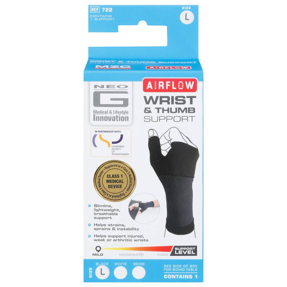 Neo g Airflow Mild Size L Black Wrist & Thumb Support