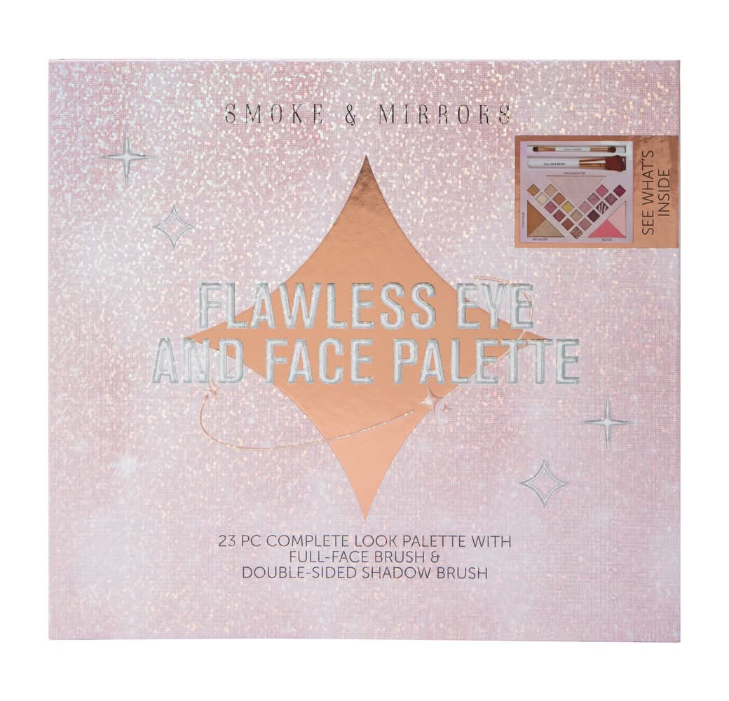 Smoke & Mirrors Flawless Eye And Palette Complete Look Palette With Full-Face Brush & Double-Sided Shadow Brush 23-Count