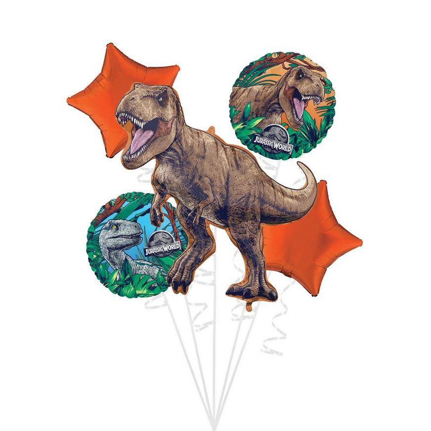 Uninflated Jurassic World Foil Balloon Bouquet, 5pc