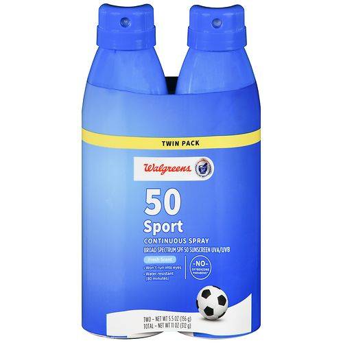 Walgreens Sport Sunscreen Continuous Spray SPF 50 Fresh - 5.5 OZ x 2 pack