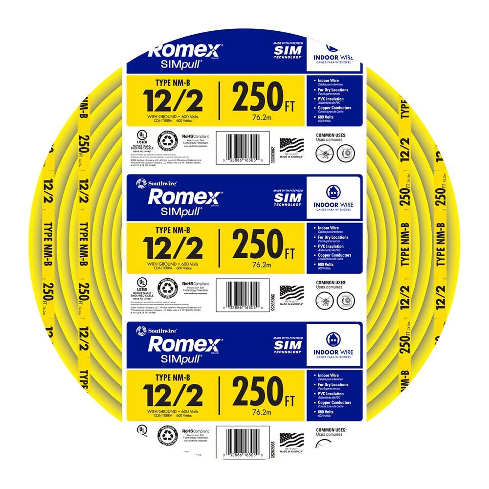 Southwire Solid Romex Simpull Wire, 250 Ft