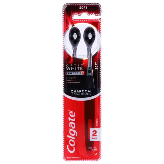 Colgate Optic White Soft Charcoal Toothbrushes