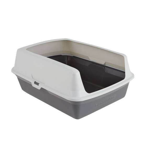 Exquisicat Plastic Rimmed Litter Pan (large/white-grey)