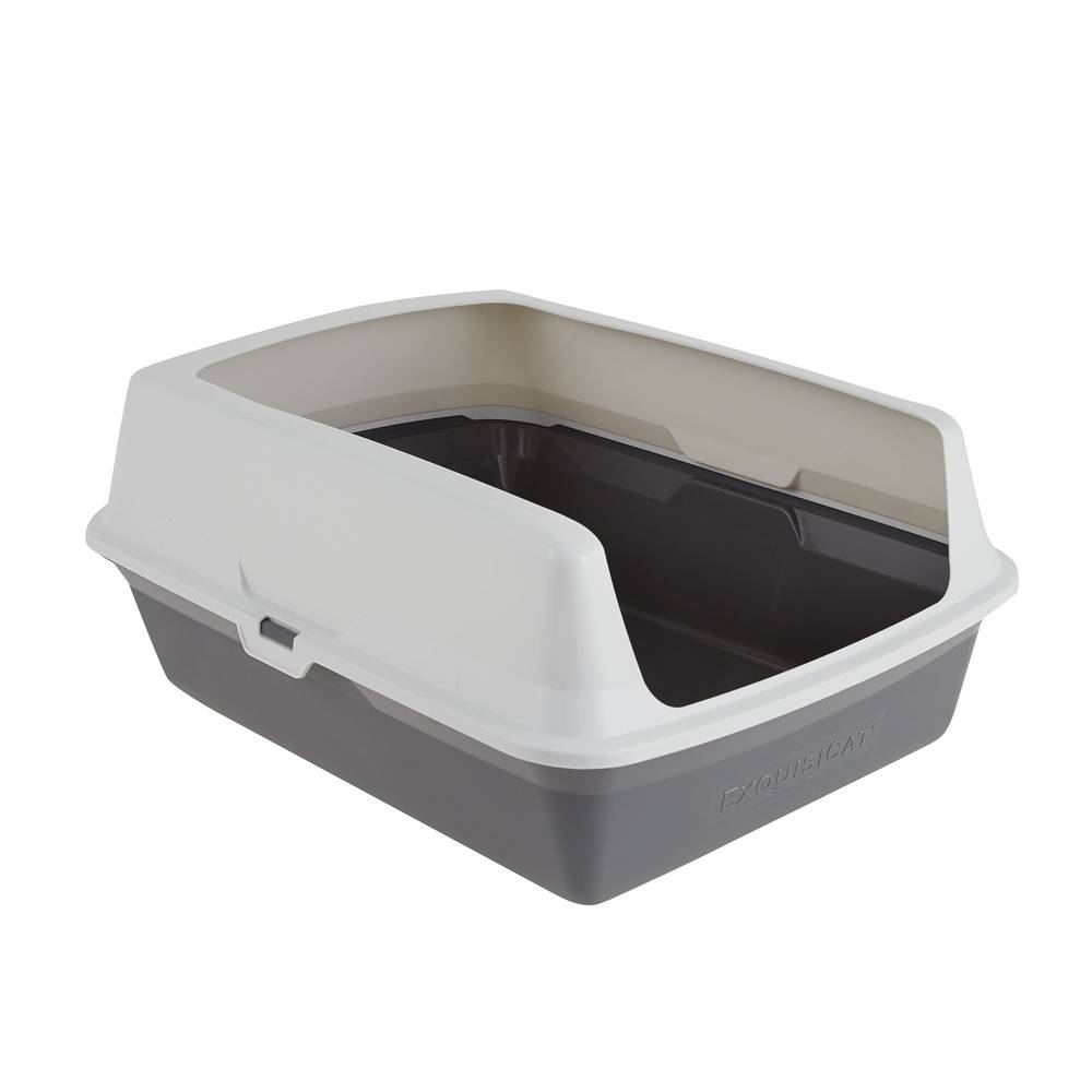 ExquisiCat Plastic Rimmed Litter Pan, Large, Tan