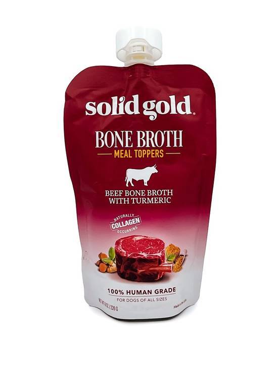 Solid Gold Bone Broth Meal Toppers Beef Bone Broth With Turmeric (8 oz)