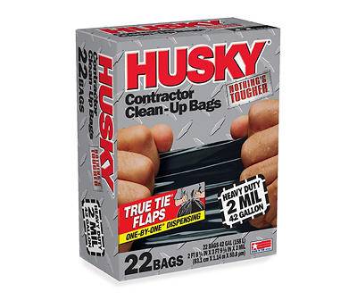 Husky Heavy Duty Contractor 42 Gallon Tie Trash Bags (83.1 cm x 114 cm x 0.508cm)