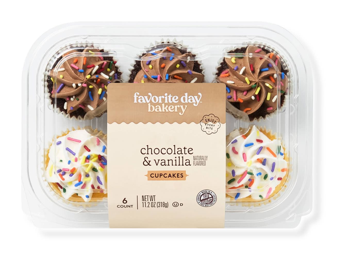 Favorite Day Classic Cupcakes, Chocolate & Vanilla (11.2 oz, 6 ct)