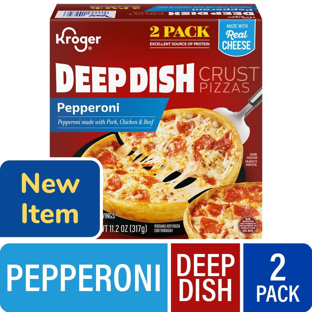 Kroger Deep Dish Crust Frozen Pizza, Pepperoni (11.2 oz, 2 ct)