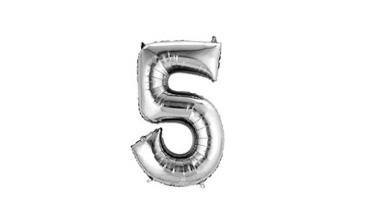 33'' Silver Number (5) - Balloon