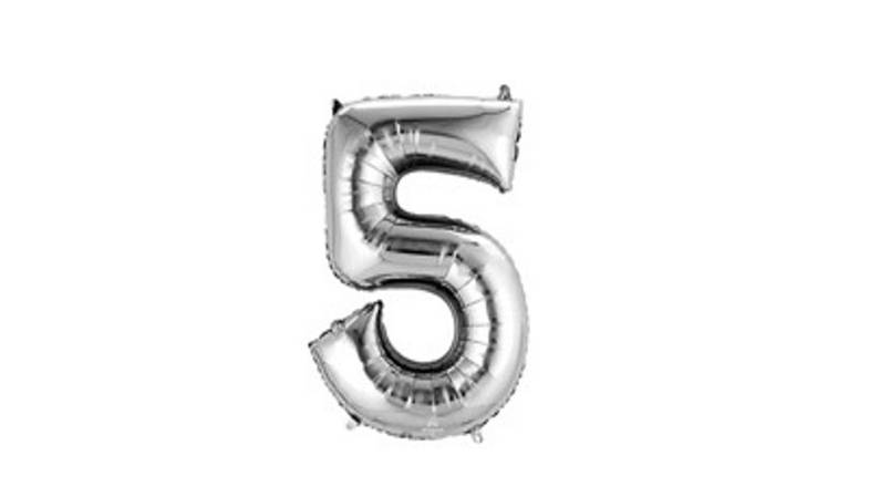 33'' Silver Number (5) - Balloon