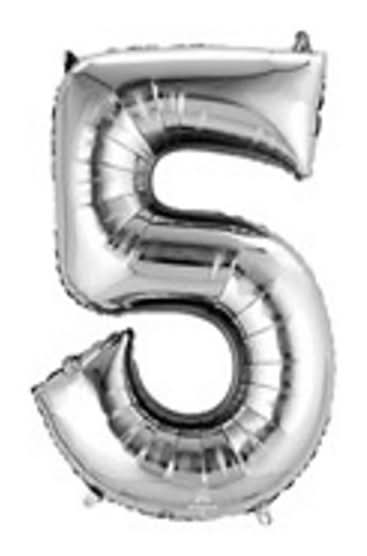 33'' Silver Number 5 Balloon