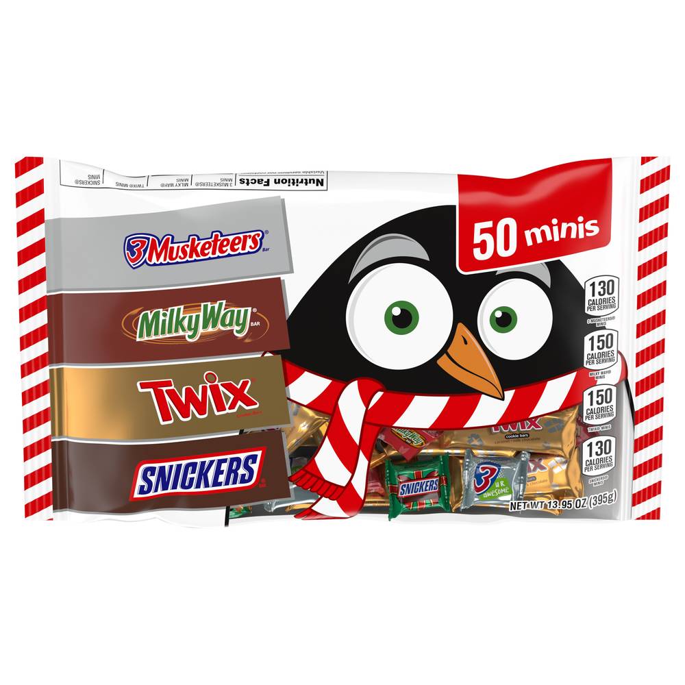 Mars 3 Musketeers Christmas Mini Chocolate Candy Variety pack (13.95 oz, 50 ct)