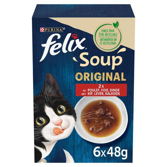 Felix Aliment Chat Soup Original Boeuf, Poulet en Agneau 6x48g