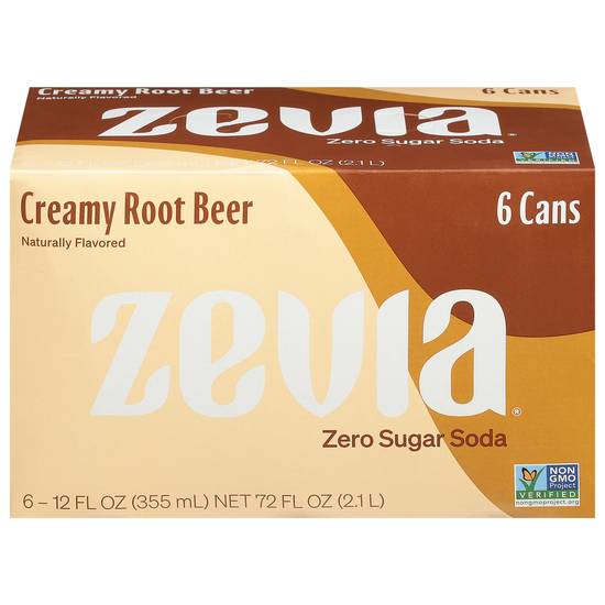 Zevia Zero Sugar Creamy Root Beer Soda (6 ct, 12 fl oz)
