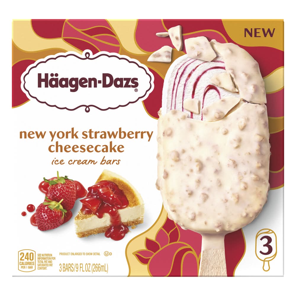 Häagen-Dazs New York Ice Cream Bars, Strawberry-Cheesecake (9 fl oz, 3 ct)