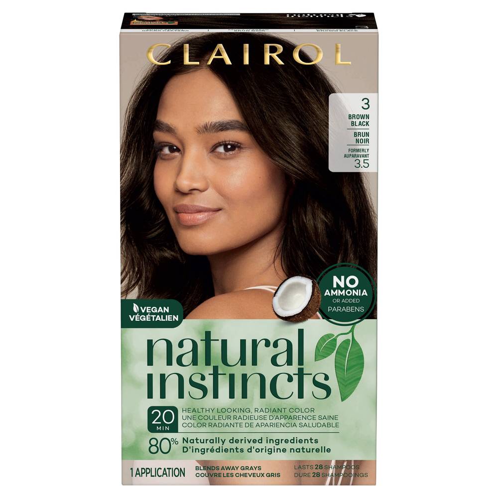 Clairol Natural Instincts Semi-Permanent Hair Color, 3 Brown Back