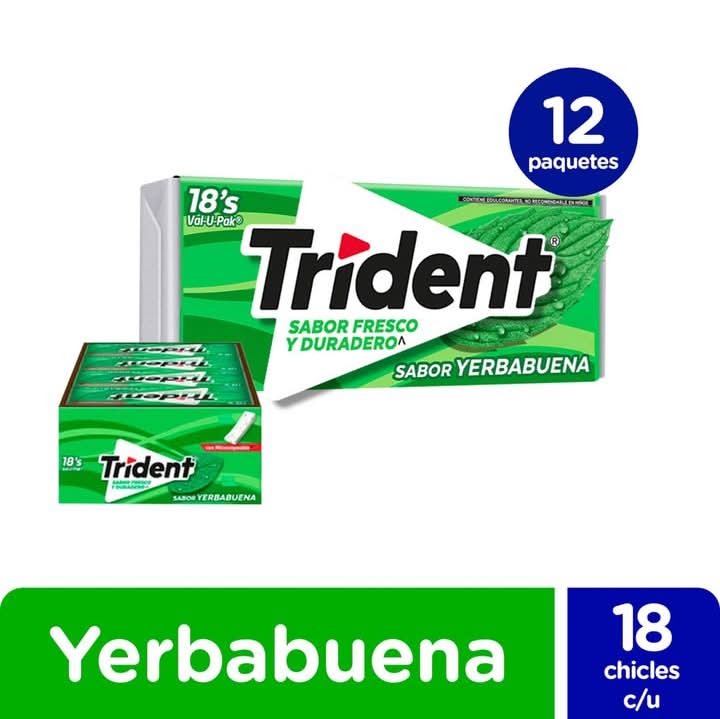 Trident · Goma de mascar, yerbabuena (18 un)