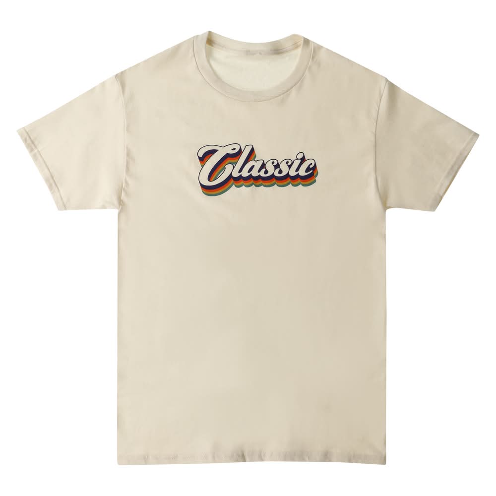 'Classic' Script Graphic Tee Large Light Beige