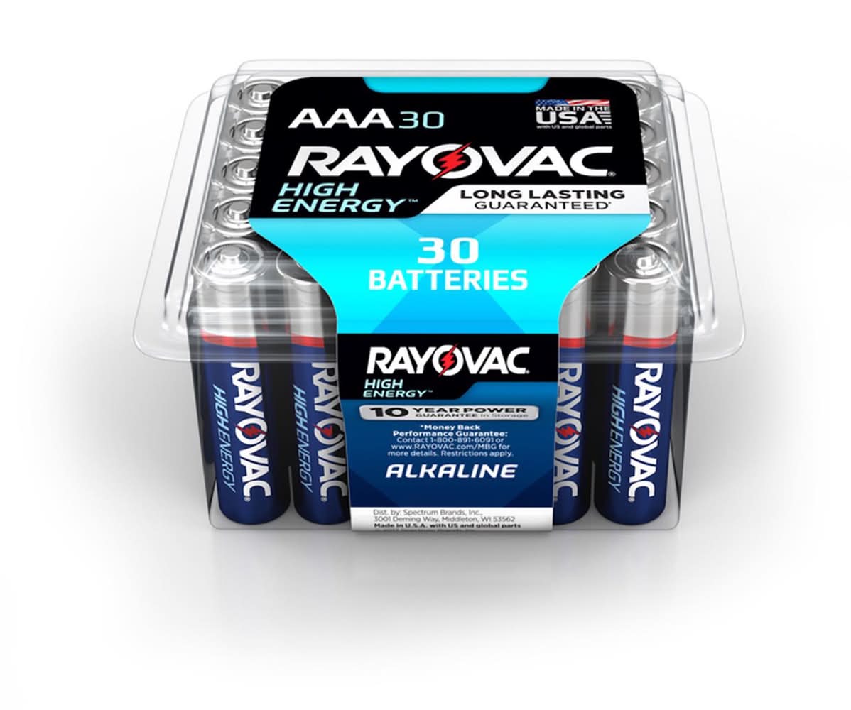 Rayovac High Energy Aaa Alkaline Batteries 30 Pk Clamshell