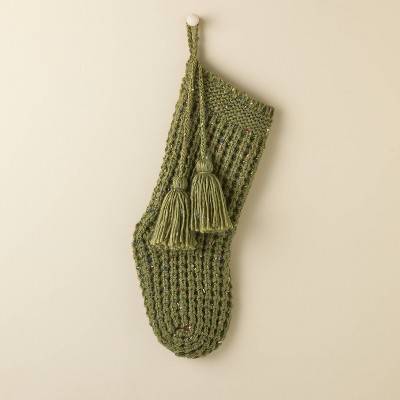 Hearth & Hand Confetti Fleck Waffle Knit Christmas Stocking Holiday Decor, 20 In X 8 In, Sage