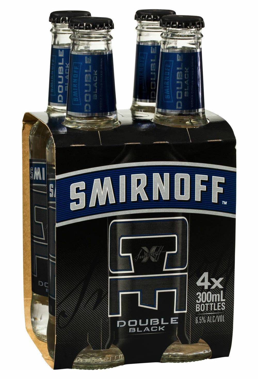 Smirnoff Ice Double Black Bottle 300ml (4 Pack)