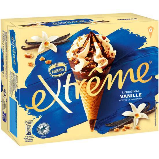 Extreme Cônes glacés - L'original - Vanille avec pépites de nougatine - x6 437g