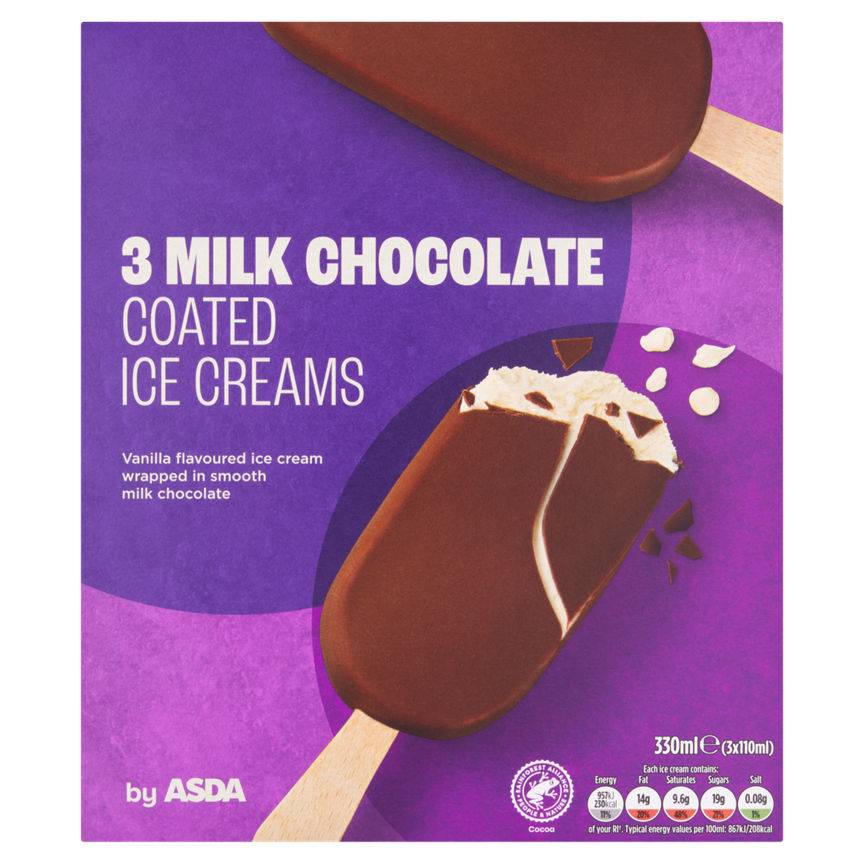 ASDA Heavenly Moments Milk Chocolate Ice Creams 3 Pack