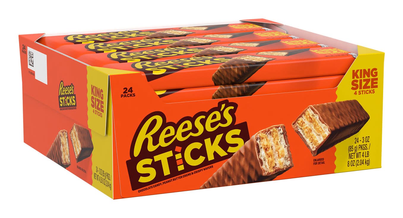 Reese's Sticks Crispy Wafers, Milk Chocolate, Peanut Butter (24 x 3 oz)
