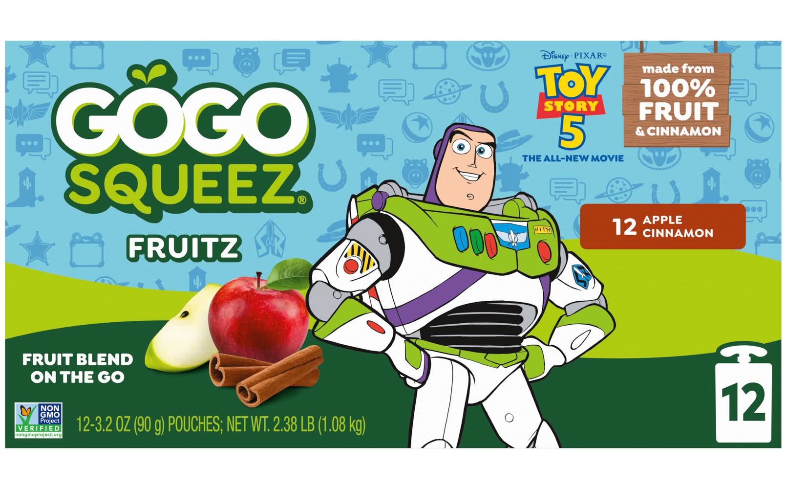GoGo squeeZ On the Go Fruitz Blend, Apple Cinnamon (12 x 3.2 oz)